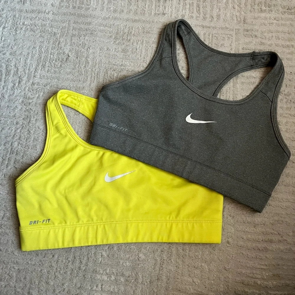 Nike Dri-FIT Sports Bras - Black and Yellow - Picture 1 of 2
